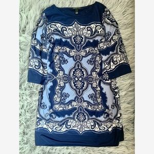 Blue Print Shift Dress